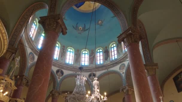 Intérieur Plafond Église Copte Caire Colonnes Marbre Rouge — Video