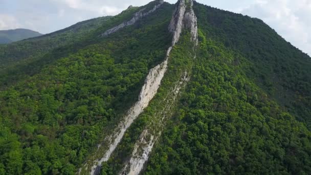 Aerial Forested Cliff Narrow Vercors Ridge France Drone Forward — Stock Video