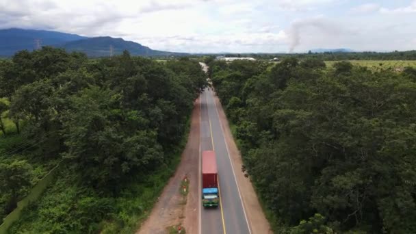 Drönarbilder Över Landsvägen Södra Kambodja Väg Omgiven Grön Natur Och — Stockvideo