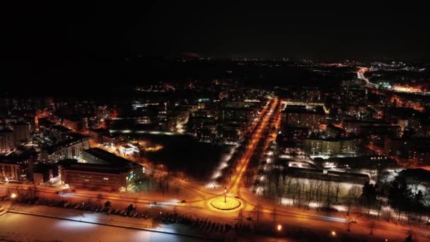 Finlandiya Nın Aydınlık Lauttasaari Kentinin Hava Manzarası Kış Gecesi — Stok video