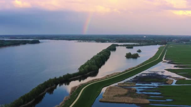 Coucher Soleil Aérien Paysage Parc Naturel Veluwe Aux Pays Bas — Video