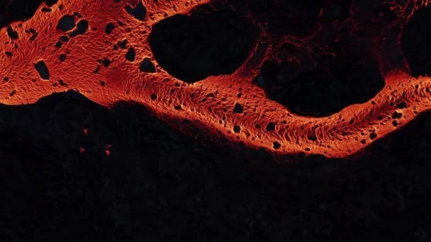 Der Geschmolzene Fluss Glühender Lava Der Nacht Vulkan Fagradalsfjall Von — Stockvideo