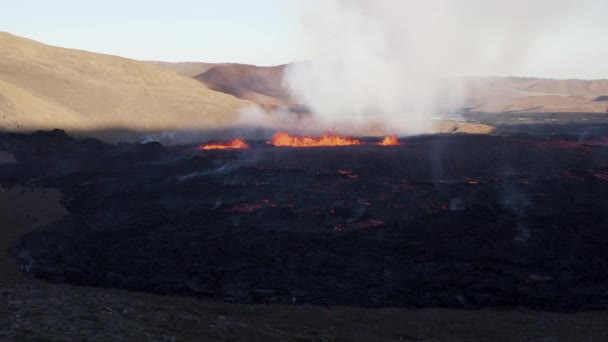 Meradalir Údolí Trhlina Sopka Erupce Islandu 2022 Novinky Vzduch — Stock video