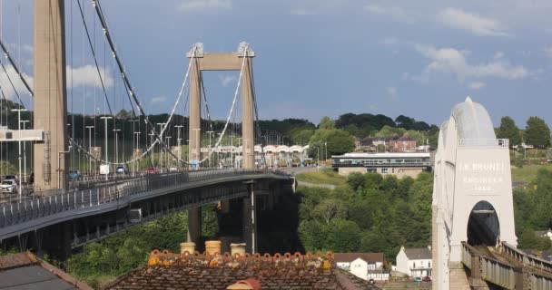 Puente Tamar Brunel Sobre Río Tamar Entre Devon Cornwall Día — Vídeos de Stock