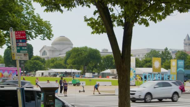 2022 Smithsonian Folklife Festival Set National Mall Washington Day Start — Stock Video