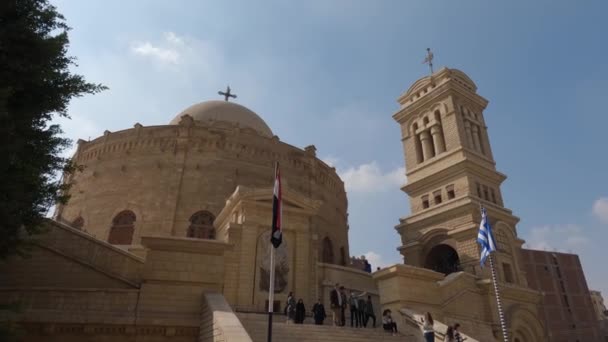 Vista Entrada Iglesia San Jorge Cairo Copto Iglesia Ortodoxa Griega — Vídeo de stock