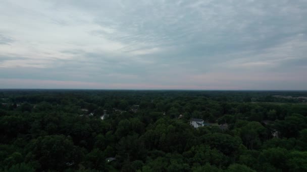 Αεροφωτογραφία Του Νυχτερινού Δασικού Ουρανού Στην Πόλη Οχάιο — Αρχείο Βίντεο