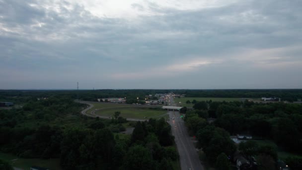 Drone Footage Ohio Roundabout Taken Foggy Sky — Stock Video