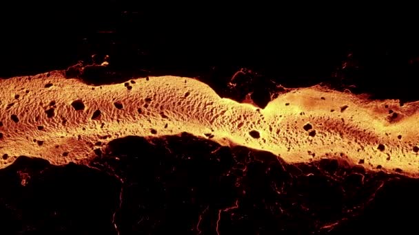 Magma Ποτάμι Ρέει Μέσα Από Βράχο Βασάλτη Γαίες Μανδύα Κορυφή — Αρχείο Βίντεο