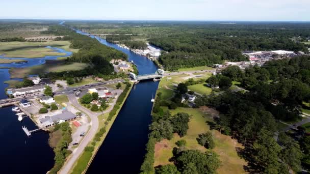 Aerial View Drawbridge Intercoastal Waterway Chesapeake Paralaxové Zobrazení — Stock video