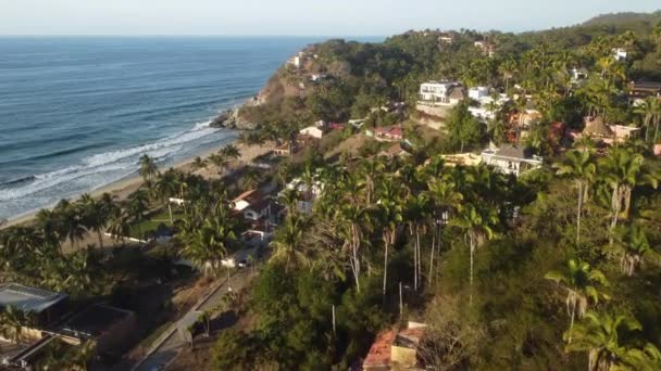 Vista Casas Praia Tropicais San Pancho México — Vídeo de Stock