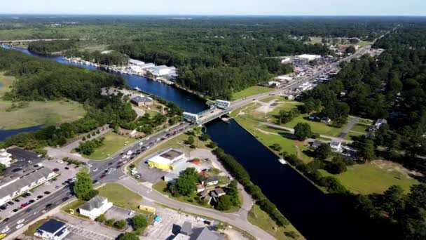 Aerial View Drawbridge Intercoastal Waterway Chesapeake Dolly Vpřed Skloň Vytváření — Stock video