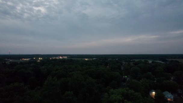 Vista Aérea Del Cielo Por Noche Ohio City — Vídeos de Stock