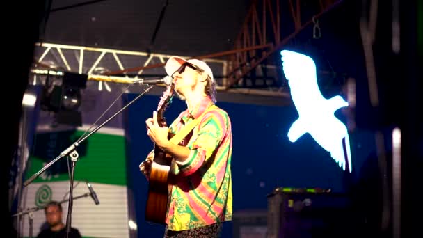 Μπάντα Που Ονομάζεται White Gull Εμφανίζεται Στη Σκηνή Ένα Φεστιβάλ — Αρχείο Βίντεο