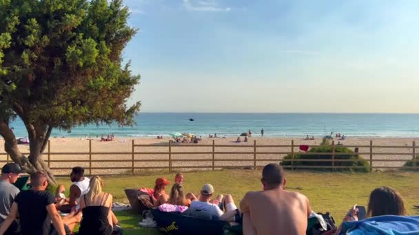 Les Gens Profitent Été Dans Bar Plage Tarifa Tumbao Bar — Video