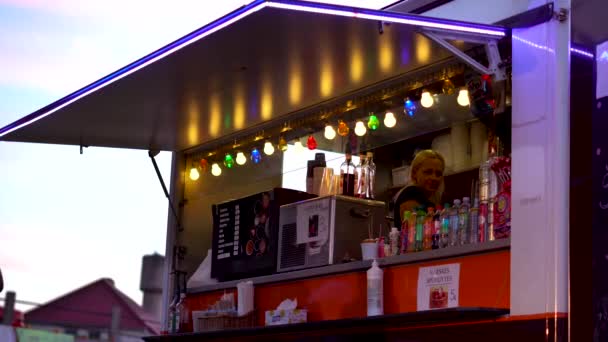 Colorido Camión Café Festival Lituania Rusnes Festival — Vídeo de stock