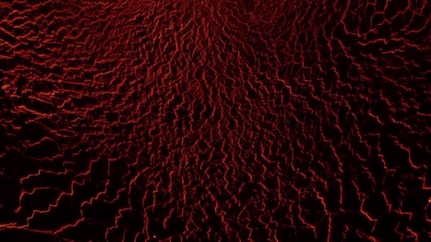 Vrásčitý Vzor Vytékající Viskózní Lávy Červeně Zářící Povrch Sopečná Krajina — Stock video