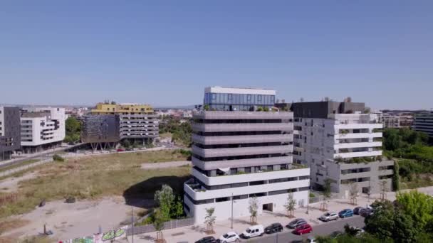 Rondom Kantoorgebouwen Montpellier Frankrijk Luchtfoto — Stockvideo