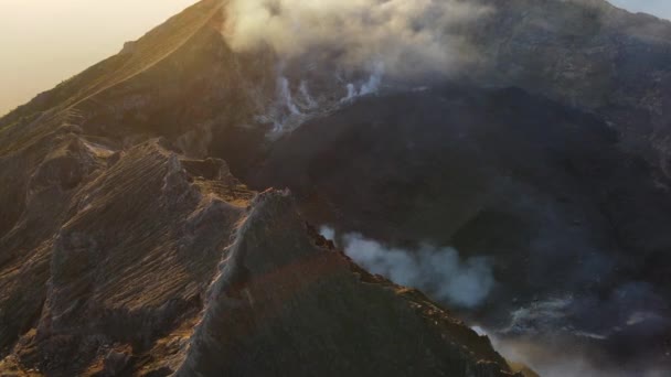 Nsansız Hava Aracı Güneş Batarken Agung Dağı Nın Etkin Volkan — Stok video