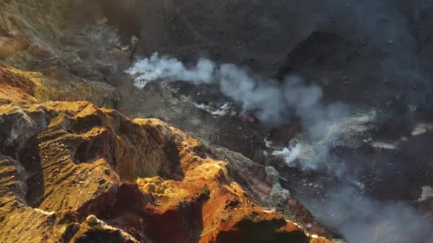 Kráter Okraji Aktivní Sopky Mount Agung Při Západu Slunce Bali — Stock video