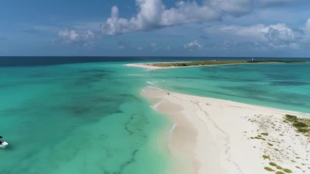 Drone Shot Ταξιδεύοντας Καραϊβική Παραλία Παράδεισος Cayo Agua Νησί Los — Αρχείο Βίντεο