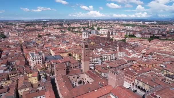 Vérone Vénétie Italie Vue Aérienne Des Bâtiments Vieille Ville Tour — Video