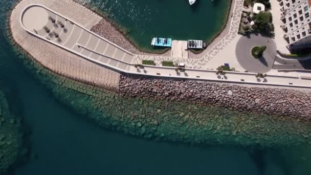 Bahía Lustica Montenegro Vista Aérea Del Resort Lujo Rompeolas Puertos — Vídeo de stock