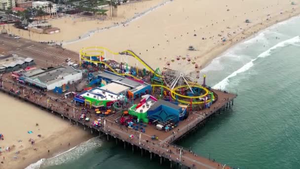 Santa Monica Pier Pacific Park Kultowy Park Rozrywki Plaży Południowej — Wideo stockowe