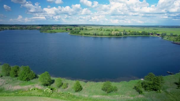 Peisaj Peste Lac Wielochowskie Albastru Vară Dronă Aeriană Frumusețe — Videoclip de stoc