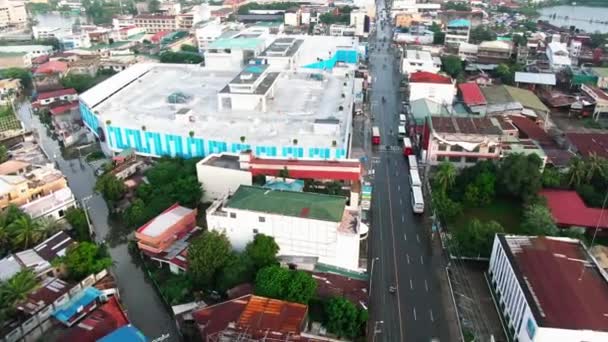 Vista Aerea Avanti Della Città Allagata Dagupan Dopo Tifone — Video Stock