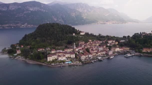 Büyüleyici Bellagio Köyü Como Gölü Giden Promontuar Üzerine Kurulmuş — Stok video