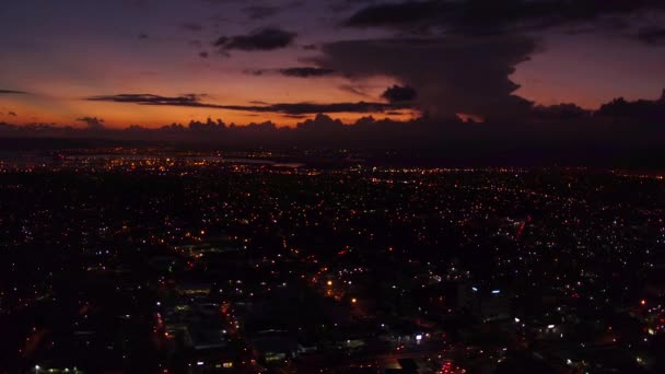 Vista Aérea Kingston City Jamaica Após Pôr Sol Quando Luzes — Vídeo de Stock