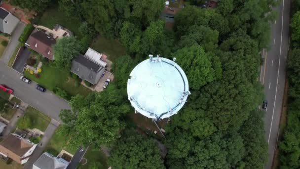 Aerial View Residential Neighborhood Long Island Green Trees Shot Cloudy — Stock Video