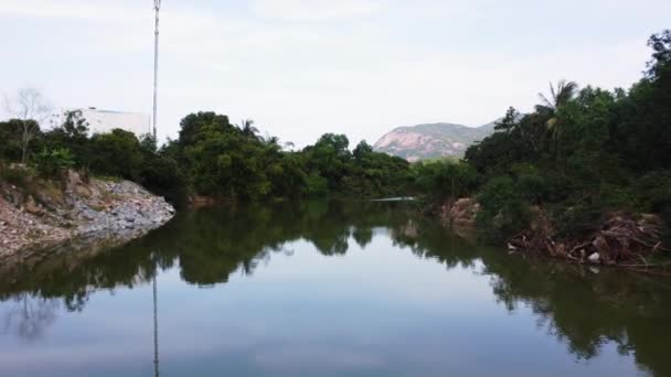Drone Aéreo Para Frente Tiro Movimento Sobre Rio Sinuoso Que — Vídeo de Stock