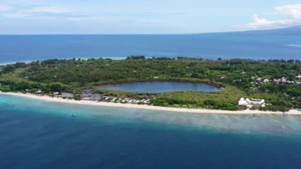 Aerea Spiaggia Tropicale Sabbia Bianca All Isola Gili Meno Con — Video Stock