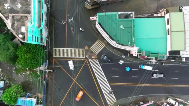 Vista Volo Uccello Sull Acqua Piovana Che Inonda Carreggiata Dagupan — Video Stock