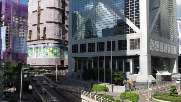 Desarrollo Económico Moderno Hong Kong China Rascacielos Corporativos Construcción Distrito — Vídeos de Stock