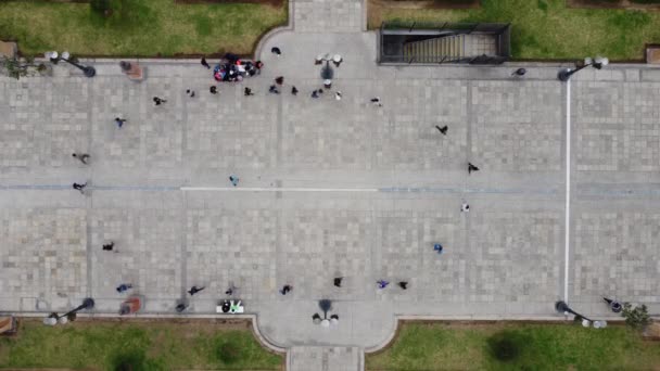 Nagranie Dronem Którym Grupa Ludzi Środku Parku Spaceruje Kółko Nagrany — Wideo stockowe