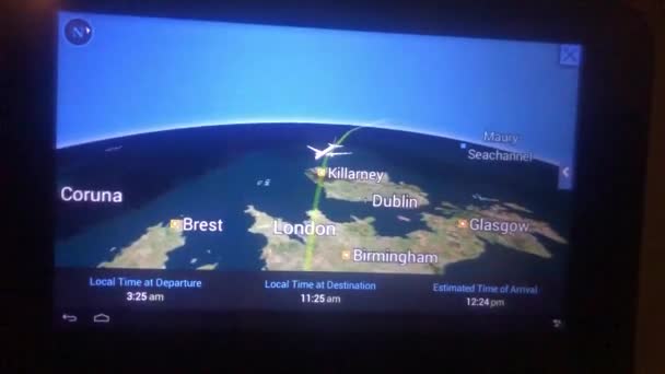 Vista Posición Del Avión Mapa — Vídeo de stock