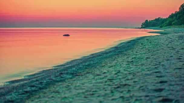 Bella Sfumatura Rosa Arancione Colori Tramonto Cielo Sulla Spiaggia Colpo — Video Stock
