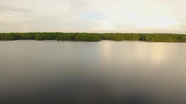 Drone Aérien Réservoir Passant Dessus Eau Dans Forêt — Video