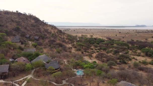 Вид Палаточный Домик Сангаиве Расположенный Потрясающем Национальном Парке Тарангире Севере — стоковое видео