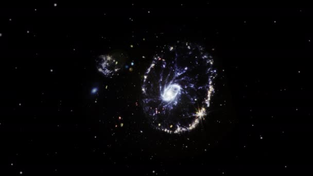 Volare Verso Cartwheel Galaxy Nella Costellazione Dello Scultore Zoomare Nella — Video Stock