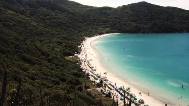 Aerial View Idyllic Wild Forno Beach Arraial Cabo Brazil — Stock Video