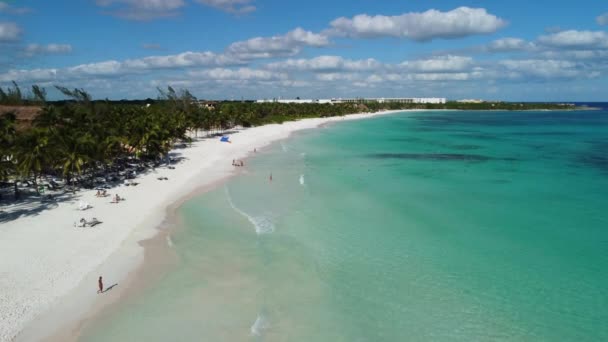 Sakin Karayip Turkuaz Suyu Playa Del Carmen Beyaz Kumsalı — Stok video