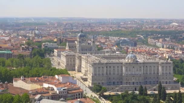 Koninklijk Paleis Van Madrid Hoofdstad Van Spanje Gezien Vanaf Een — Stockvideo