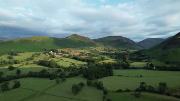 Malebný Letecký Výhled Údolí Newlands Cumbria Velká Británie — Stock video