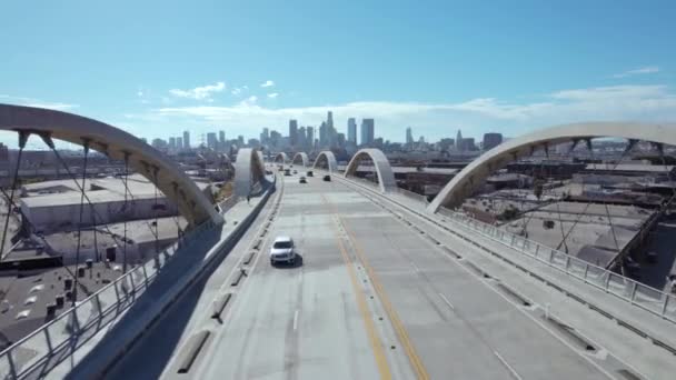 Aerial Sixth Street Viaduct Bridge Los Angeles Californie États Unis — Video