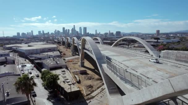 Aérea Del Puente Del Viaducto Sexta Calle Los Ángeles California — Vídeos de Stock