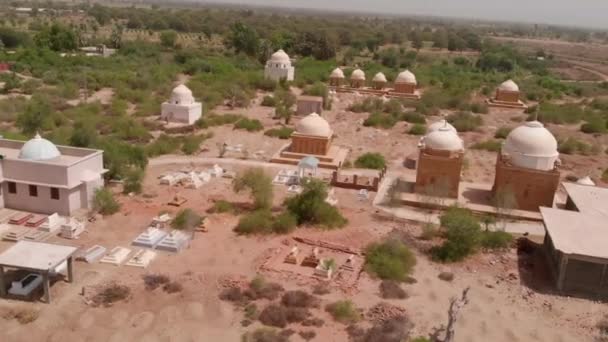 Aerial View Chitorri Graveyard Mirpur Khas District Pakistan 사이트 동그란 — 비디오